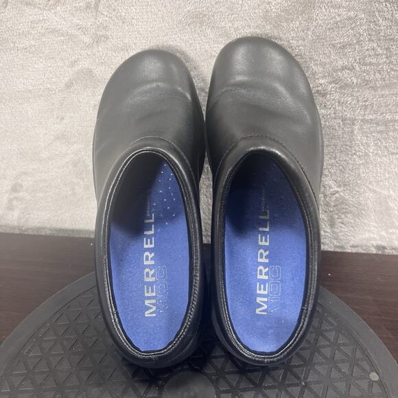 Merrell Women Sz US 6.5 Ortholite Jungle Primo Black Leather Slip-on Mules Shoes - Picture 5 of 10